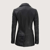Breanna Women Double Breasted Black Leather Blazer